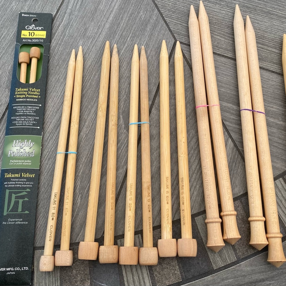 Bamboo/Wooden Knitting Needles lot of 9